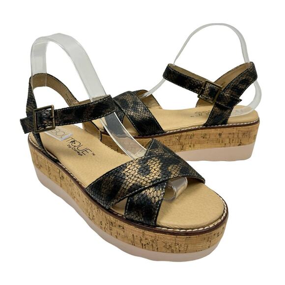 Boutique by Corky's | Fluffie Snakeskin Faux Vegan Leather Platform Sandals - Picture 1 of 12